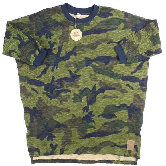 YSBS Womens 3XL T-Shirt Rare Camo Lagenlook Boho Lounge Thick Big Baggy Lined